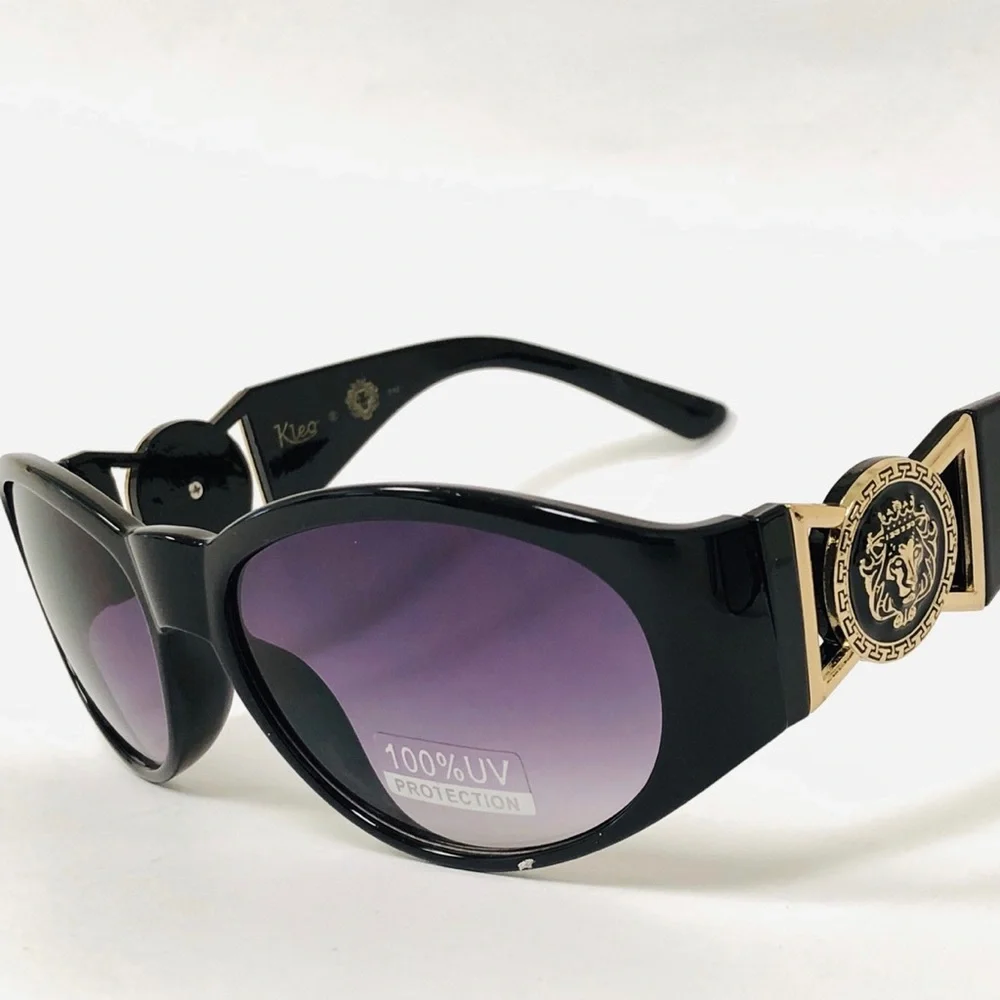 Men Sunglasses Black Gold Frame Designer Elegant Hip Hop Style Top Shades Oval